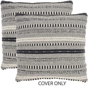 Lifestyles Black Striped 18 in. x 18 in. Throw Pillow