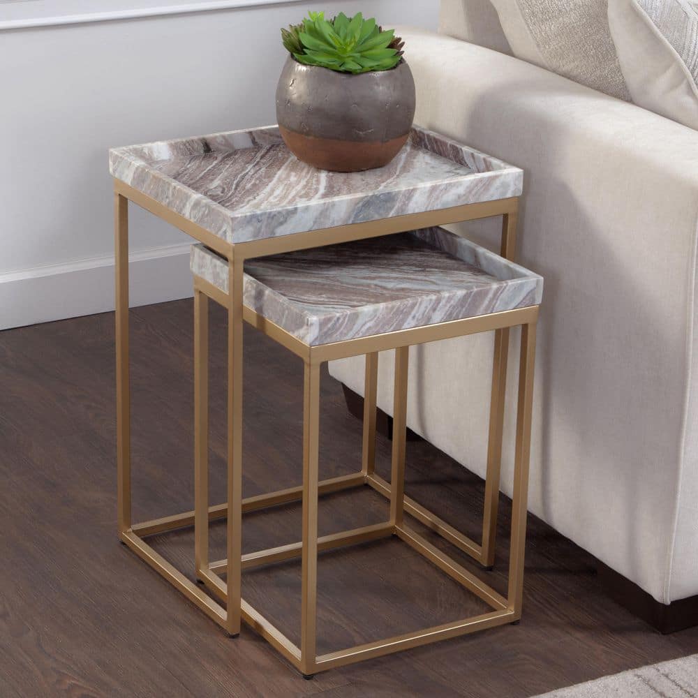 Chantel 18 in. Brown Marble Top Nesting End Tables price history on PriceWatchPro
