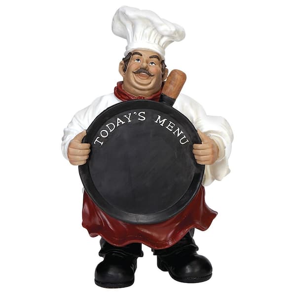 Litton Lane 6 in. x 14 in. Multi Colored Wood Chef Sculpture with Chalkboard