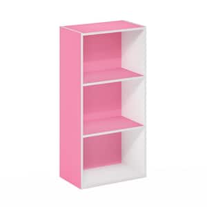 Luder 31.4 in. Pink/White 3-Shelf Standard Bookcase