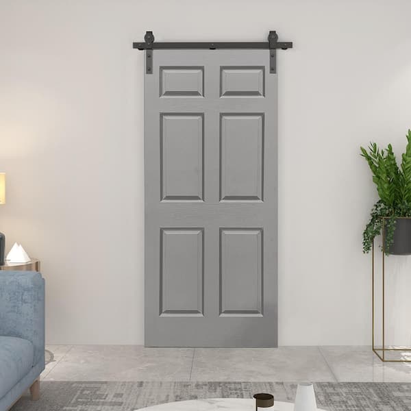 CALHOME 30-in x 80-in White Primed MDF Single Barn Door | PK-2PANEL-CB-30