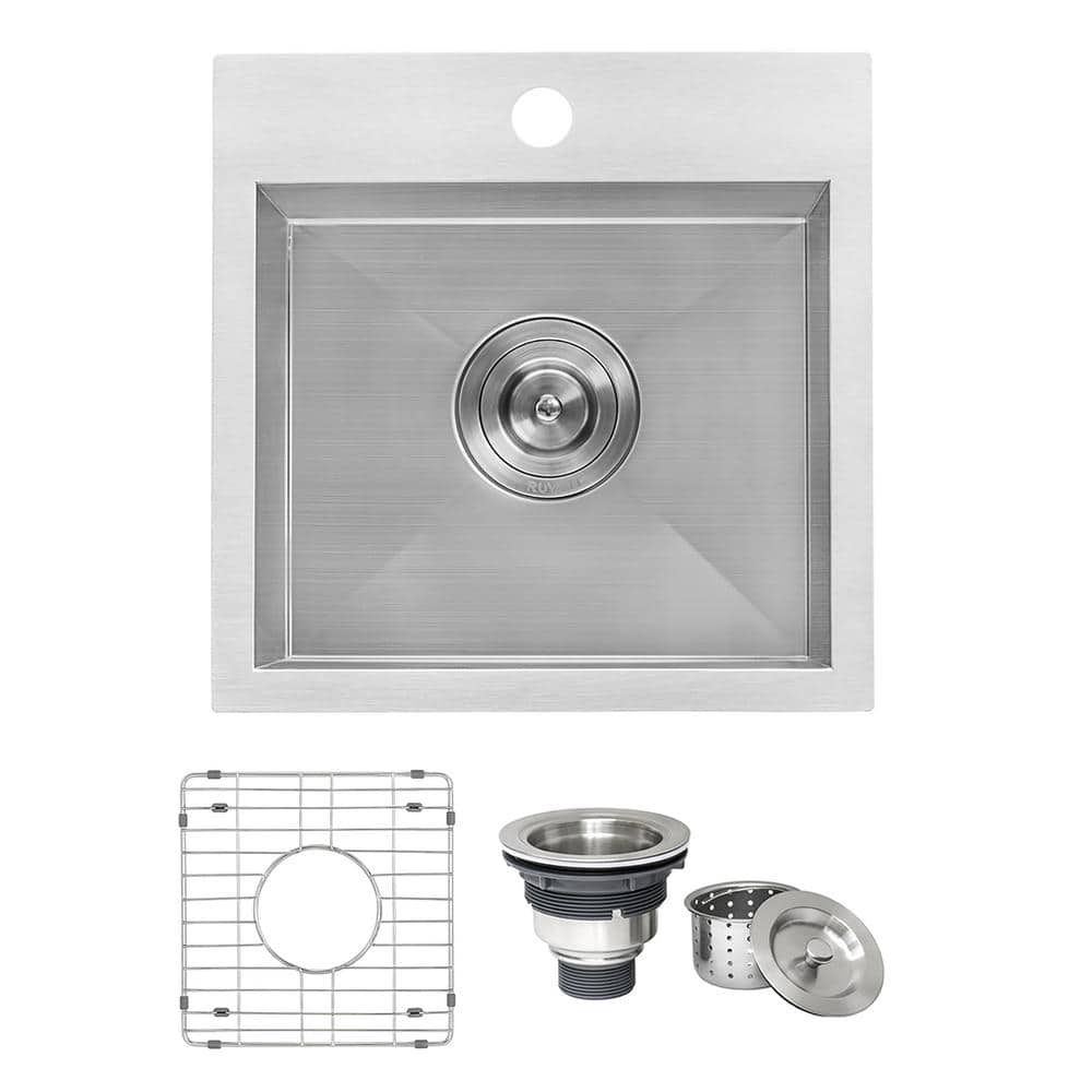 Ruvati 15" Brushed Stainless Steel Drop-In Bar Sink