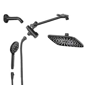 12 in. High Pressure Rain Shower Head Combo w/Extension Arm, 5 Handheld Water Spray & Anti-Clog Nozzle in Matte Black