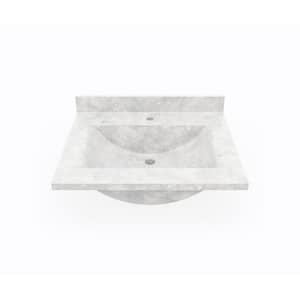 Contour 25 in. W x 22 in. D Solid Surface Vanity Top with Sink in Ice