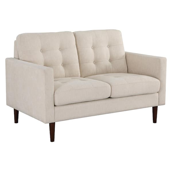 OSP Home Furnishings Grayburn Mid-Century 52 in. Cream Polyester 2-Seat Loveseat
