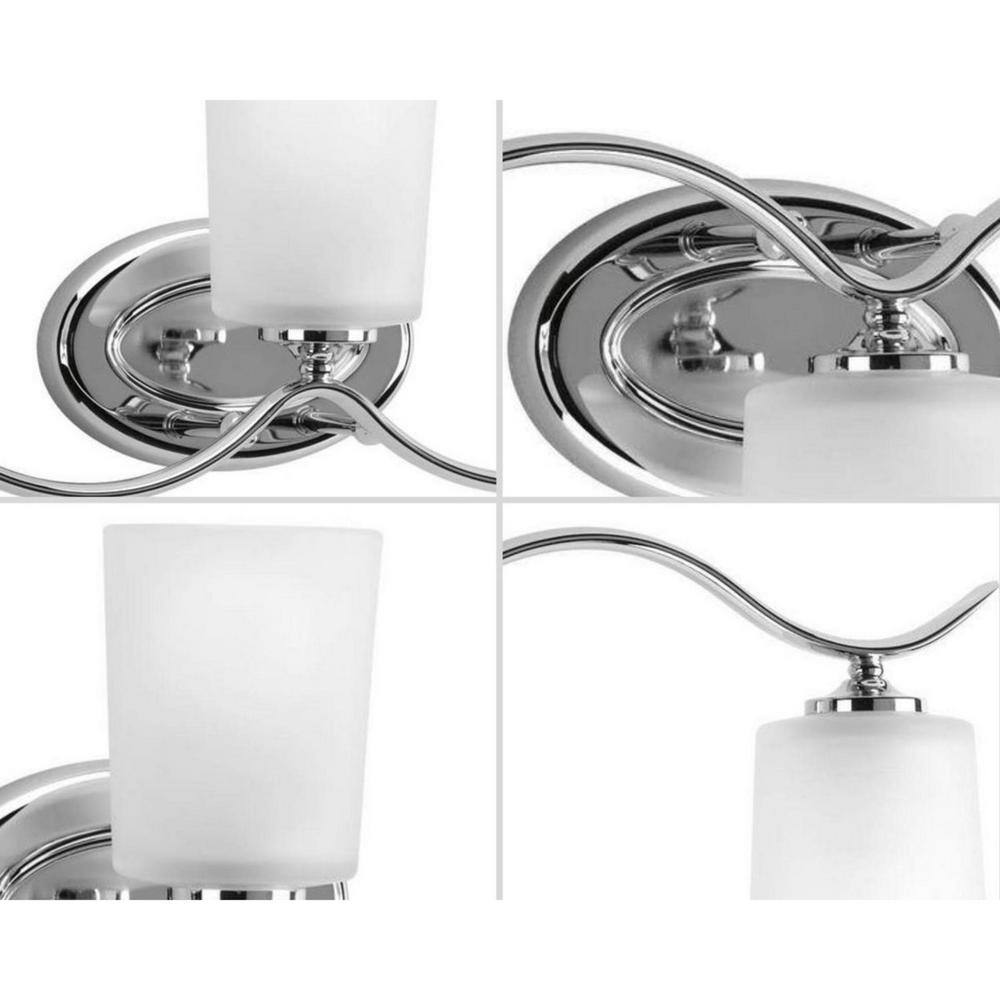 Polished Chrome 3-Light Wall Sconce with Etched Glass Shades