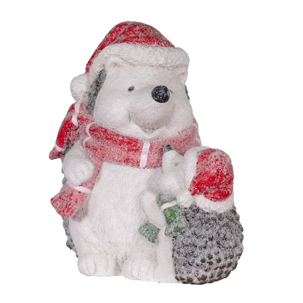 15 in. Tall Indoor/Outdoor Winter Hedgehog Family Statue