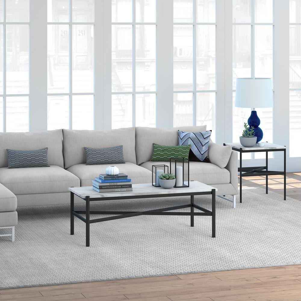 Braxton 46" Rectangular Blackened Bronze Marble Coffee Table