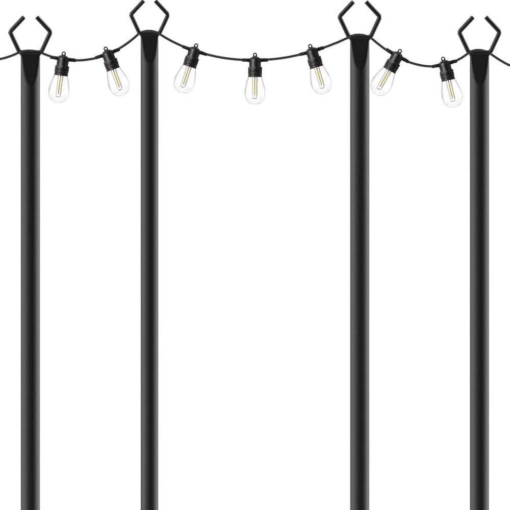 4 Pack 10Ft String Light Poles, Metal Outdoor Light Stand with Fence Brackets for Patio Backyard Deck price history on PriceWatchPro