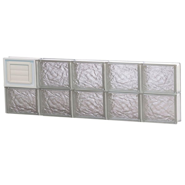 Clearly Secure 38.75 in. x 11.5 in. x 3.125 in. Frameless Ice Pattern Glass Block Window with Dryer Vent