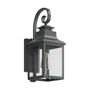 Modern Black Dusk to Dawn Exterior Outdoor Hardwired Barn Light Fixture Wall Sconce with Seeded Glass Shade