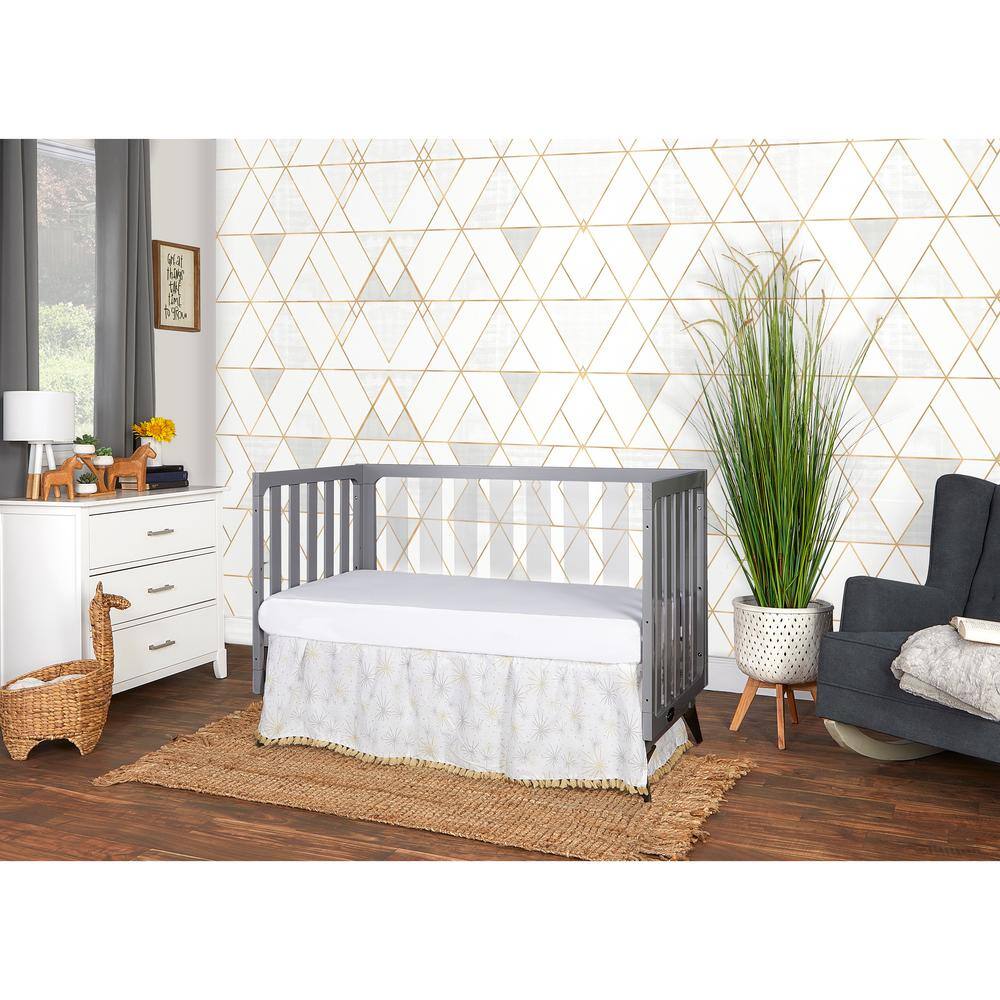 Pebble Grey Acrylic 4-in-1 Convertible Crib with Adjustable Mattress