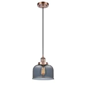 Bell 60-Watt 1 Light Antique Copper Shaded Mini Pendant Light with Tinted glass Tinted Glass Shade