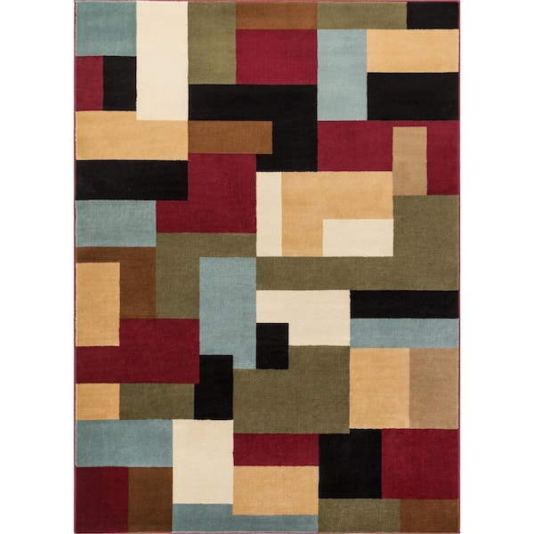 Well Woven Barclay River Red 8 ft. x 10 ft. Modern Geometric Area Rug