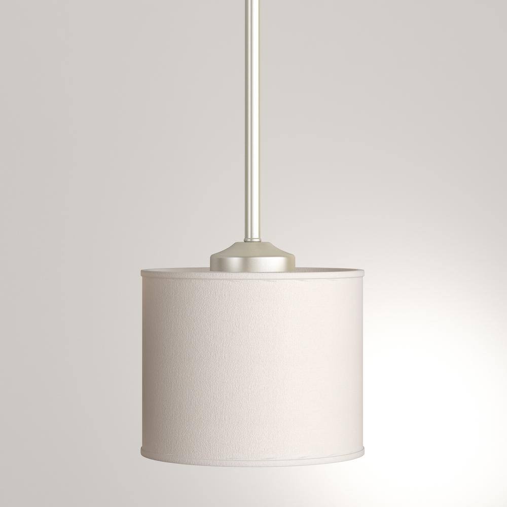 Brushed Nickel Mini Pendant with Off-White Linen Shade