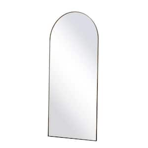 Black 35 in. W x 76 in. H Arched Aluminum Framed Full Length Floor Mirror