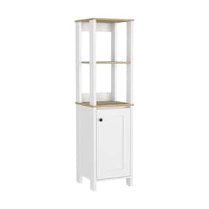 15.70 in. W x 15.70 in. D x 59.30 in. H White Wood Freestanding Linen Cabinet with Shelf