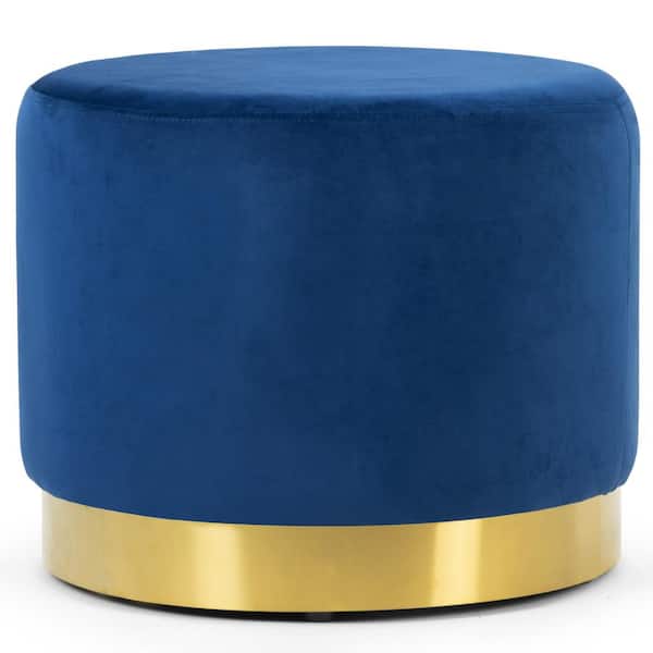 Small Footstool with Handle Ottoman Foot Rest with Padded Velvet Peacock  Blue