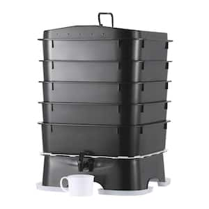 5-Tray Worm Composter, 50 L Indoor/Outdoor Compost Bin, Sustainable Worm Farm Kit for Food Waste Recycling