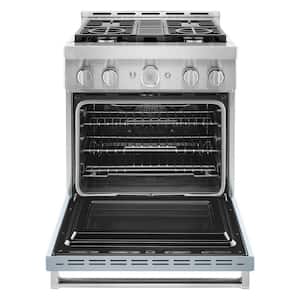 30 in. 4.1 cu. ft. Smart Commercial-Style Gas Range with Self-Cleaning and True Convection in Misty Blue