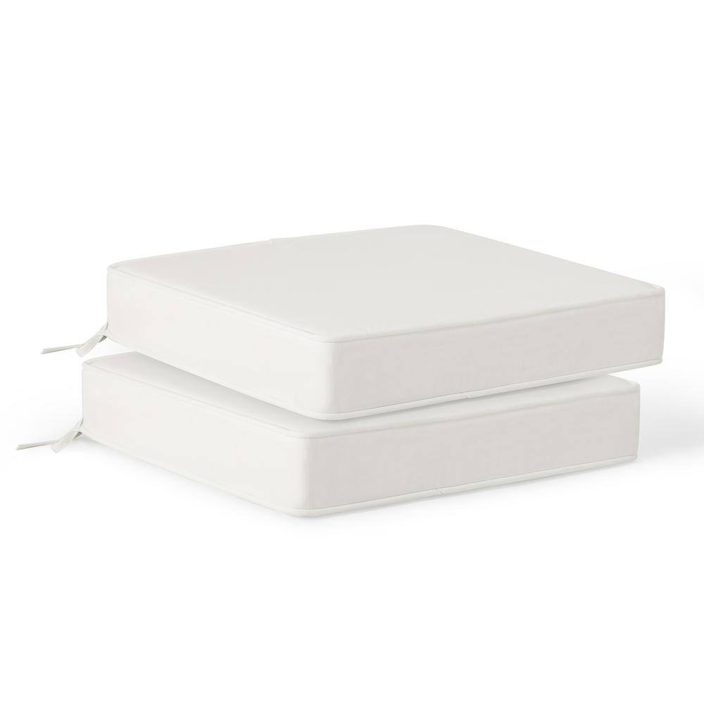 Fading Free 20 in. W. x 19.5 in. x 4 in. White Outdoor Patio Thick Square Lounge Chair Seat Cushion with Ties 2-Pack price history on PriceWatchPro