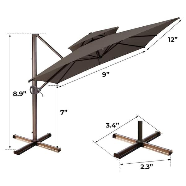 Abba Patio 9 By 12 Feet Square Offset Cantilever Umbrella Dual Wind