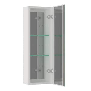 10 in. W x 30 in. H Small Rectangular White Waterproof Aluminum Bathroom Medicine Cabinet with Mirror And Glass Shelves