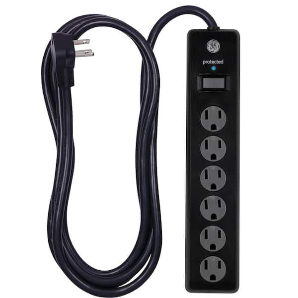 Etokfoks 6-Outlet Power Stirp Surge Protector with Extra Long 10 ft. Cord and 14-Gauge SJT in Black