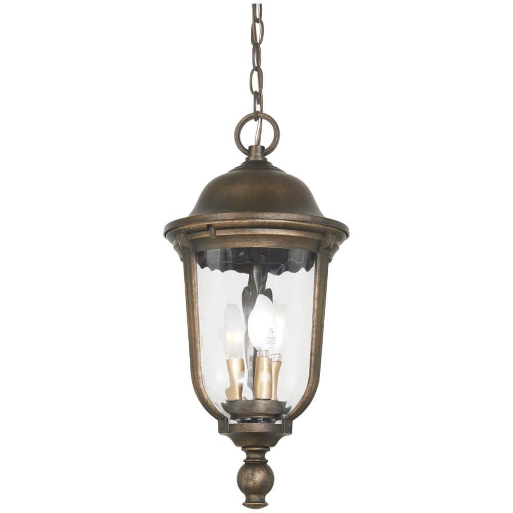 Havenwood 3-Light Tauira Bronze and Alder Silver Outdoor Lantern Pendant with Clear Hammered Glass price history on PriceWatchPro