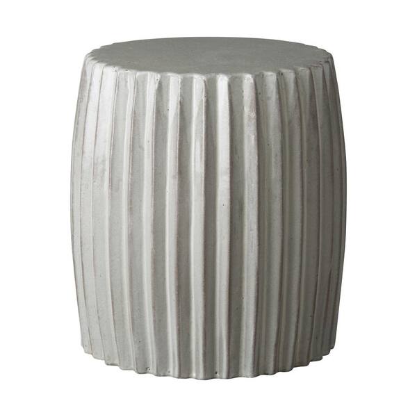 Emissary Pleated 18 in. H Gray Round Ceramic Garden Stool