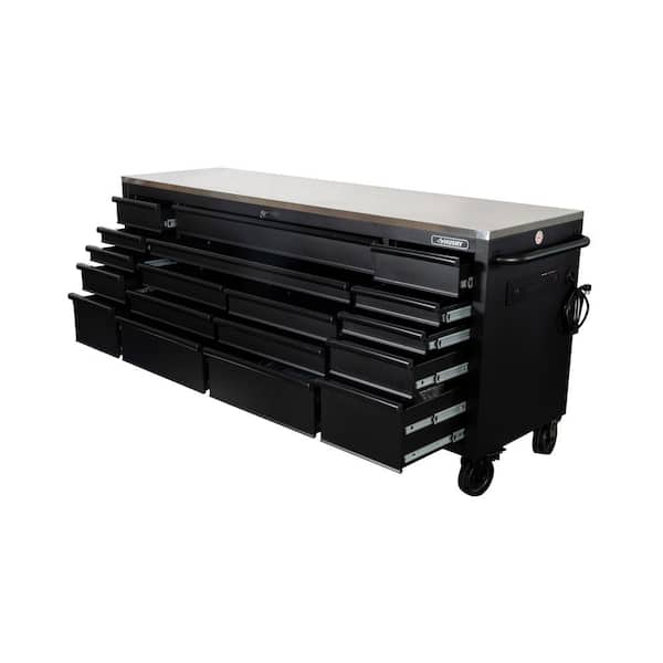 Husky 84 in. W x 24 in. D 18-Drawer Heavy-Duty Mobile Workbench