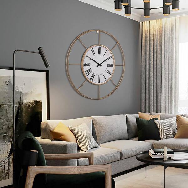 Home & Living Clocks large wall clock Wall Clock Yellow&Gray Unique