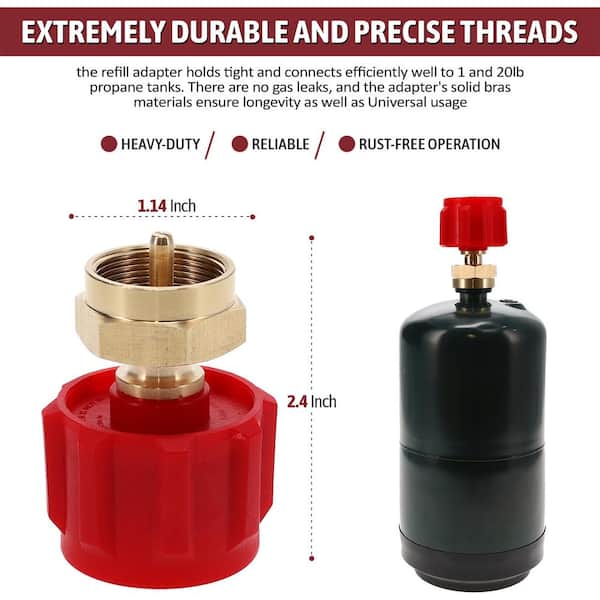 GASONE 1 lb. Propane Refill Adapter Part for Propane Tanks Red QCC Type-1  50180R-H - The Home Depot