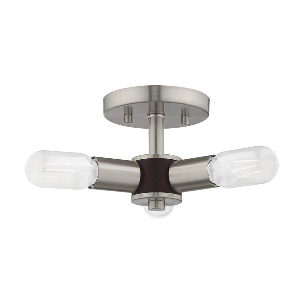 Copenhagen Brushed Nickel 3-Light Flush Mount Ceiling Fixture