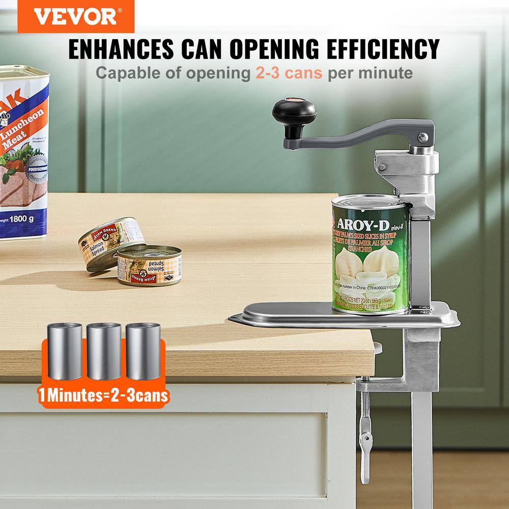 Commercial Steel Table Clamp Manual Can Opener with Ergonomic Handle