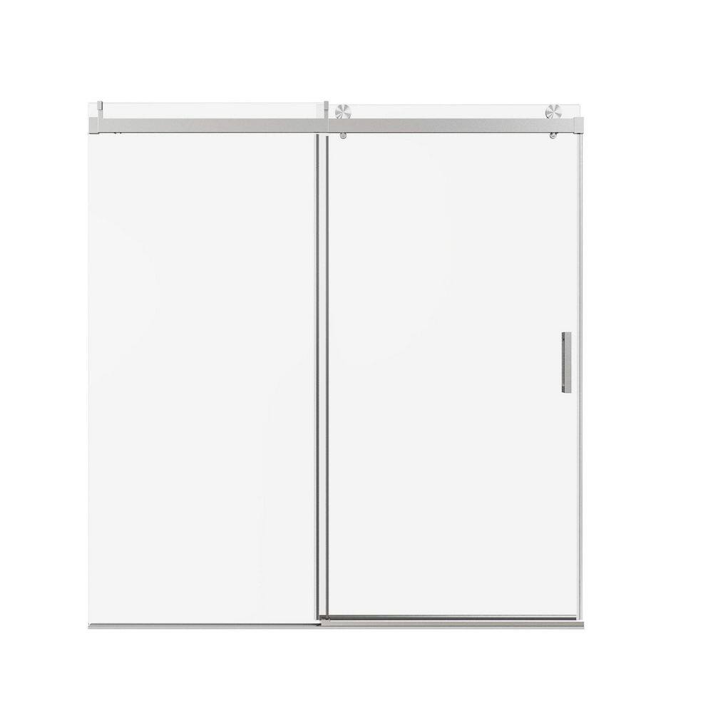 72 in. W x 76 in. H Single Sliding Frameless 3/8 in. Tempered Glass Soft-Close Shower Door in Chrome, Reversible price history on PriceWatchPro