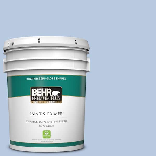 BEHR PREMIUM PLUS 5 gal. #590C-3 Mystic River Semi-Gloss Enamel Low Odor Interior Paint & Primer