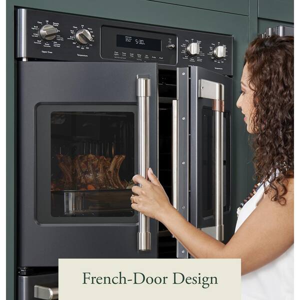 Cafe 30 In Smart Double Electric French Door Wall Oven With Convection Self Cleaning Stainless Steel Ctd90fp2ns1 The Home Depot - French Door Wall Oven Microwave Combo