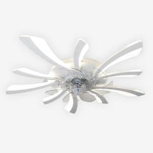 30.71 in./1.15 ft. 5 Petal White Petal Dimmable Ceiling Fan with LED Lights, Remote Control and APP
