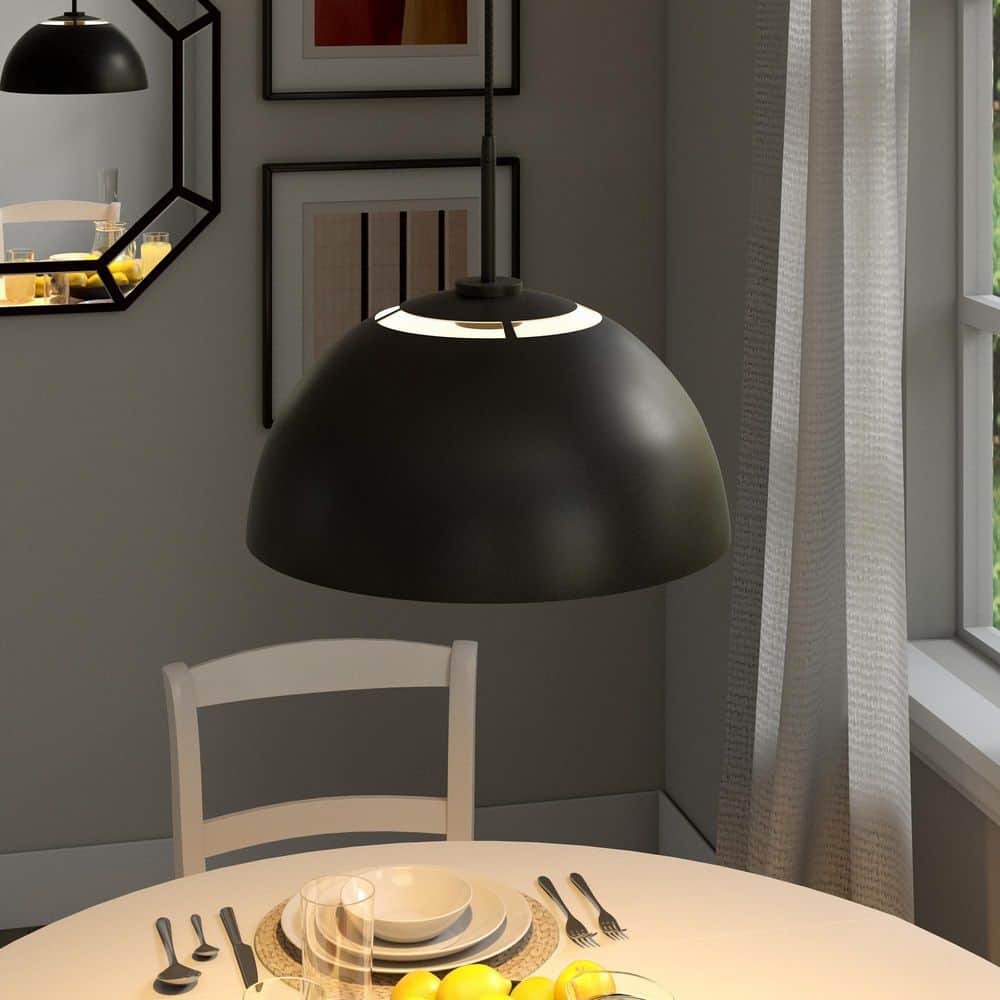 Jordyn Matte Black 16" Modern Mid-Century Pendant Light