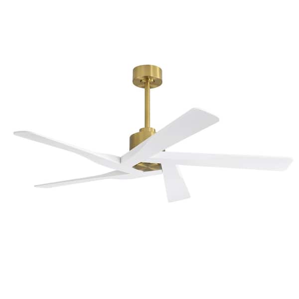WINGBO 64 in. 6 Fan Speeds Ceiling Fan in Gold and White without Light (5 Blades)
