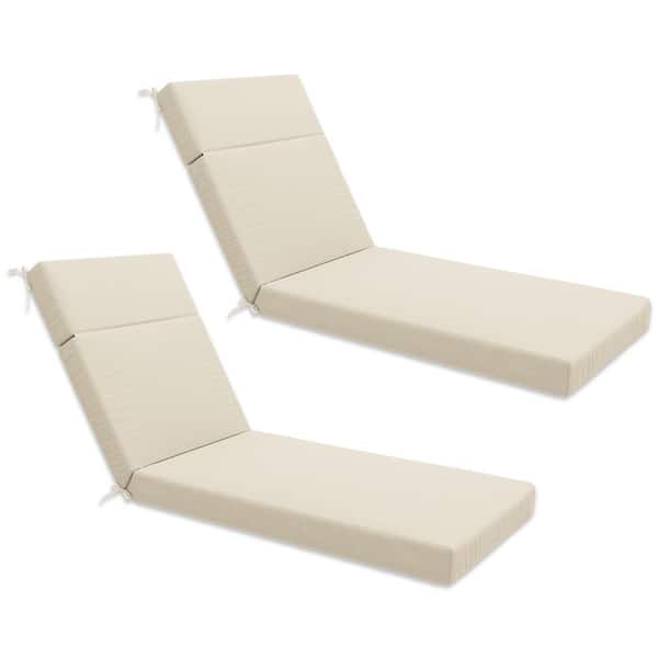 71 in. x 21 in. x 4 in. (2-Pack) Outdoor Water-Resistant Replacement Chaise Lounge Seat Cushion Cream