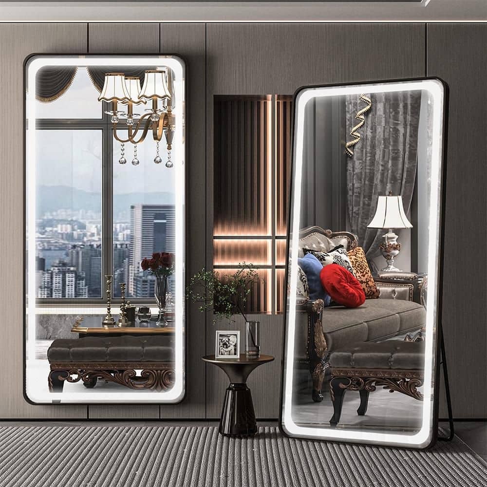 28 in. W x 71 in. H Rectangle Black Frame Mirror