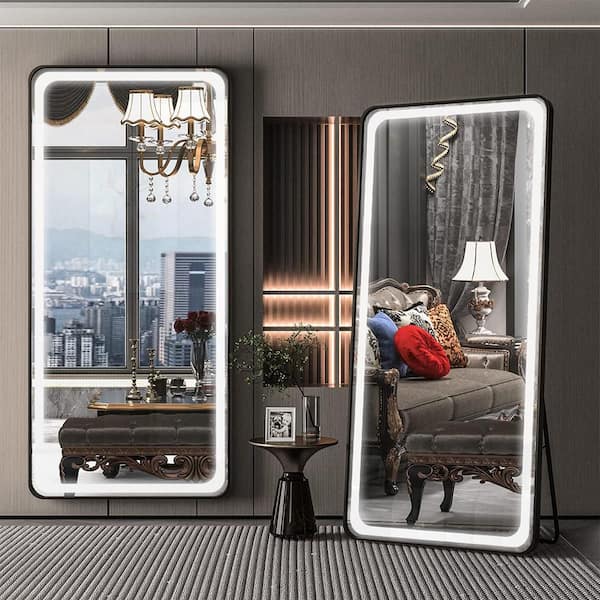 Unbranded 28 in. W x 71 in. H Rectangle Black Frame Mirror