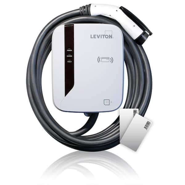 Leviton Level 2 Electric Vehicle Charging Station with RFID, 30 Amp, NEMA Type 3R 25 ft. Cable Hardwired