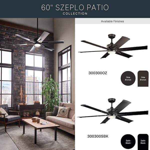KICHLER Szeplo II 60 in. Outdoor Olde Bronze Downrod Mount Ceiling