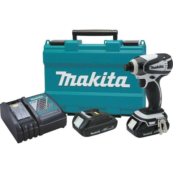 Makita 18-Volt Compact Lithium-Ion 1/4 in. Cordless Impact Driver Kit with (2) Batteries 1.5Ah, Charger, Hard Case