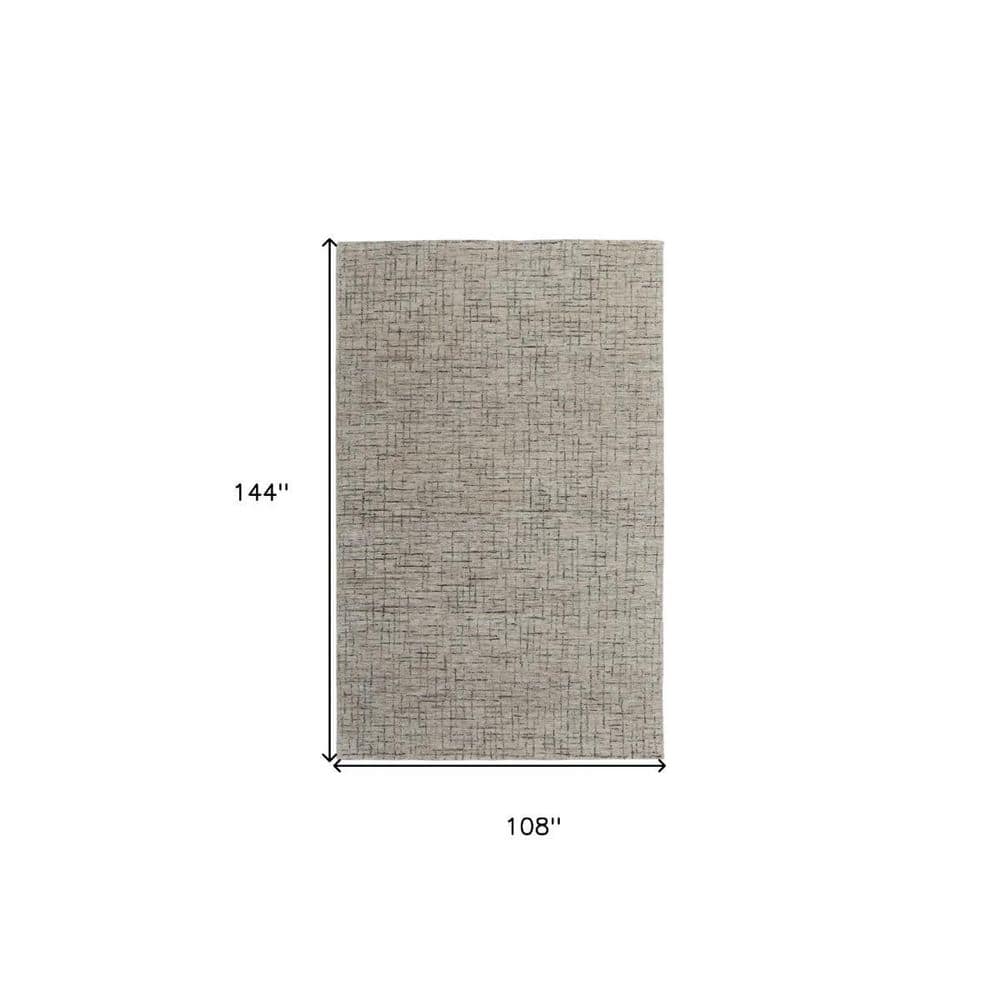 Beige and Gray Hand-Tufted Wool 9' x 12' Rug