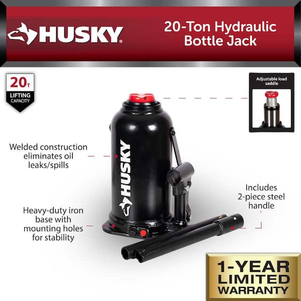 Husky 20-Ton Welded Bottle Jack HPL20BW-ZDT-TH - The Home Depot
