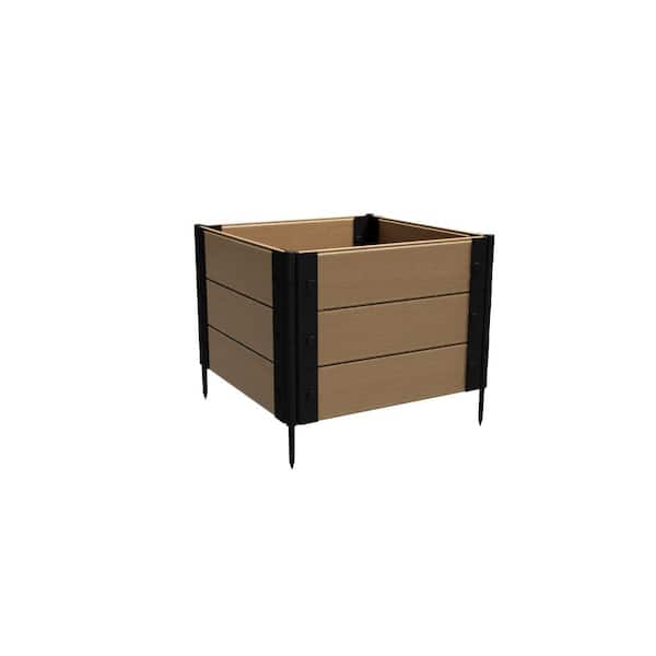 Natures Composites Composite Gardening Square Raised Garden Bed (2 ft. L x 2 ft. W x 18 in. H) Timber Brown Medium Rooted Plants